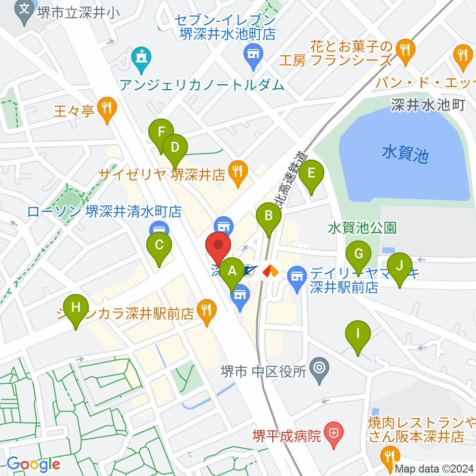 ベースオントップ深井駅前店周辺のカフェ一覧地図