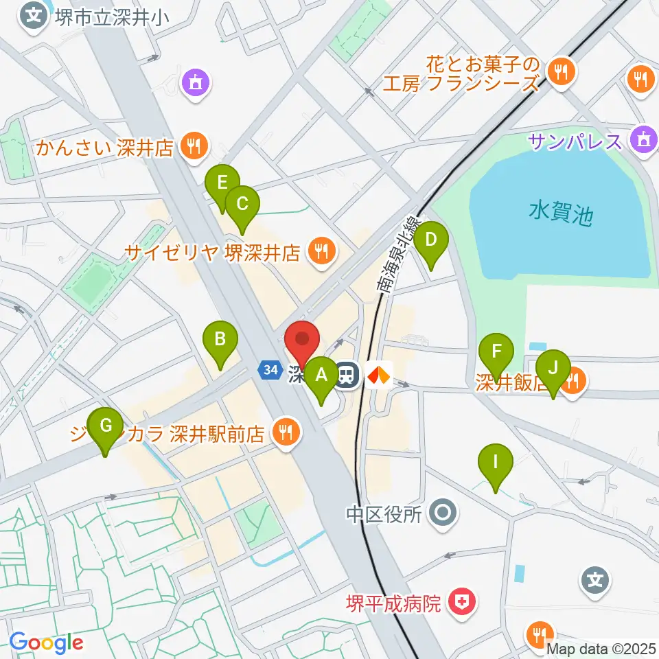 ベースオントップ深井駅前店周辺のカフェ一覧地図
