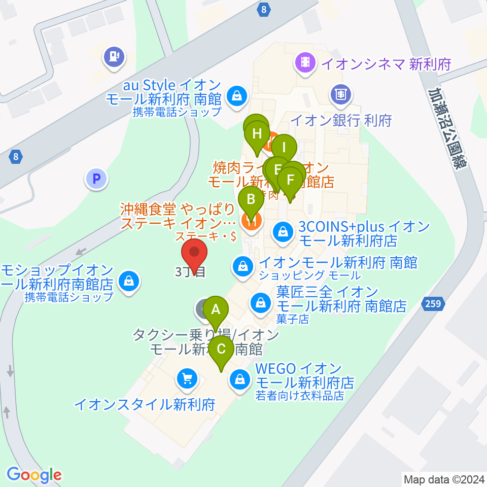 島村楽器イオンモール新利府 南館店周辺のカフェ一覧地図