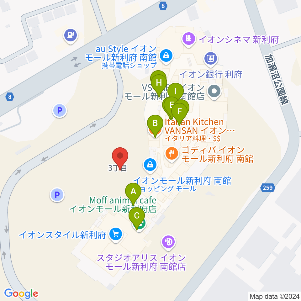 島村楽器イオンモール新利府 南館店周辺のカフェ一覧地図