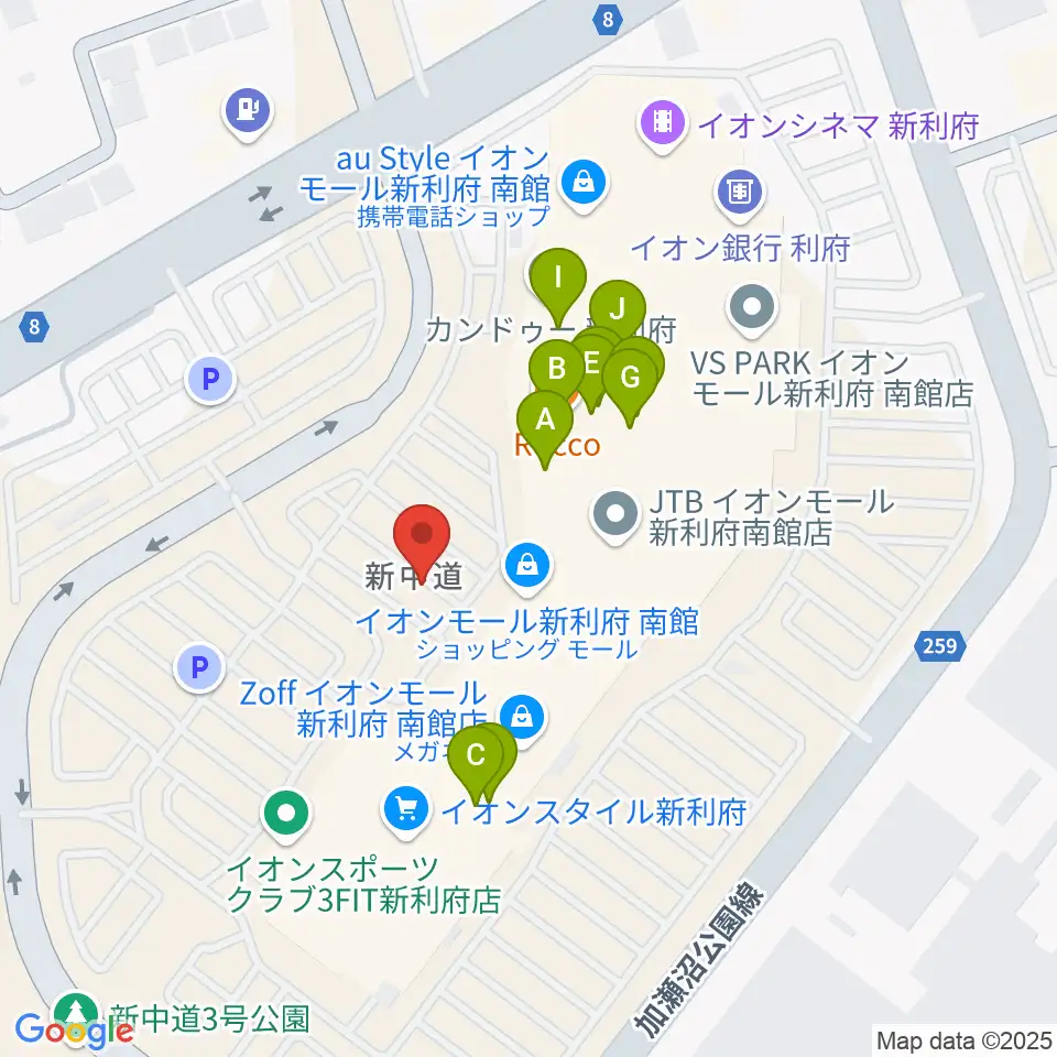 島村楽器イオンモール新利府 南館店周辺のカフェ一覧地図
