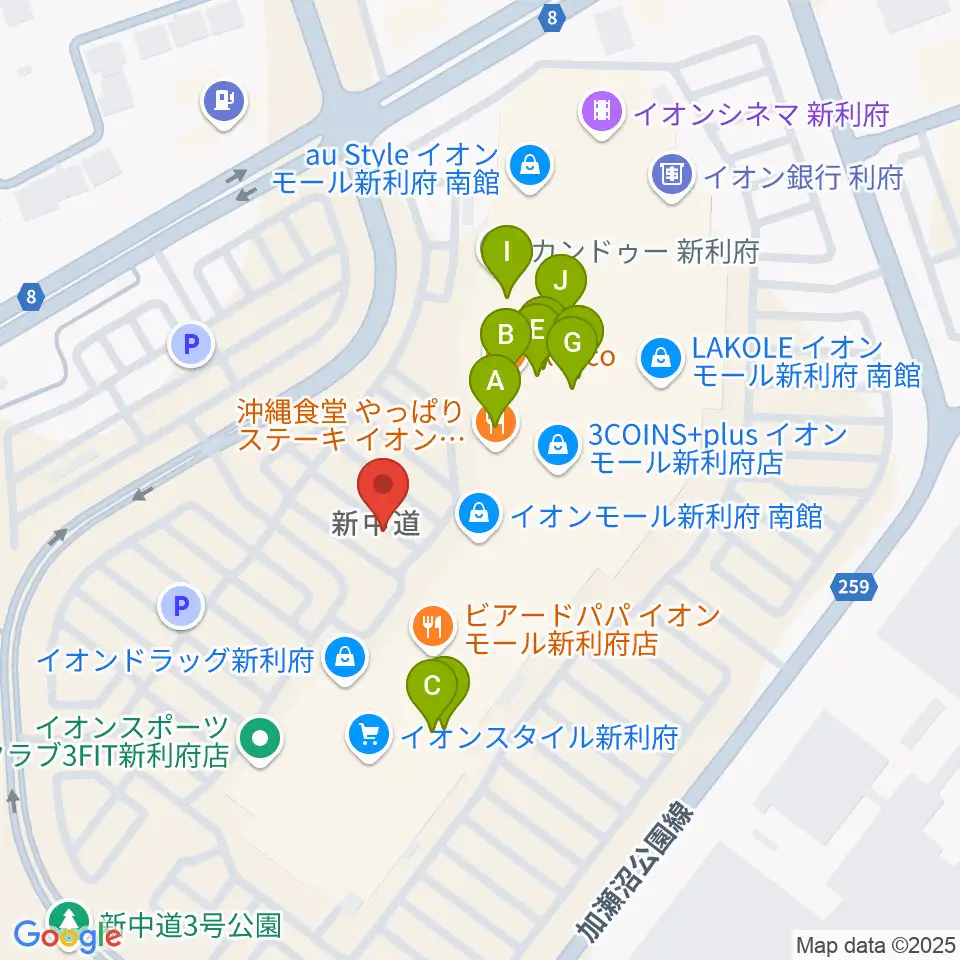 島村楽器イオンモール新利府 南館店周辺のカフェ一覧地図