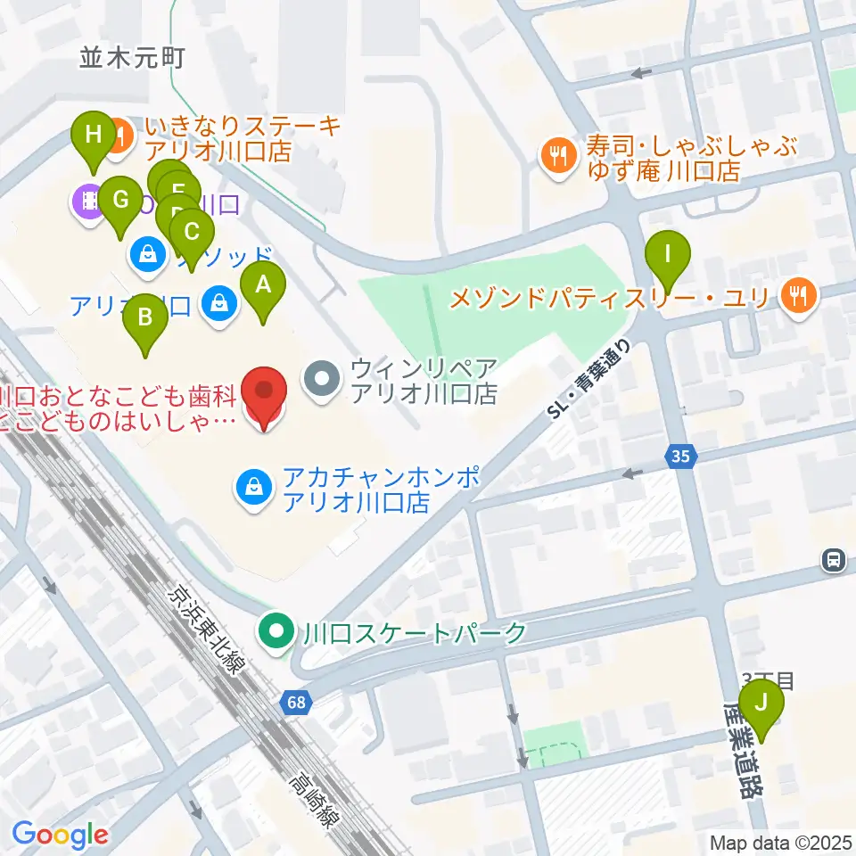 ヤマノミュージックサロン川口周辺のカフェ一覧地図