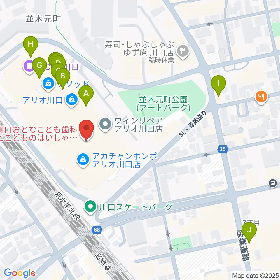 ヤマノミュージックサロン川口周辺のカフェ一覧地図