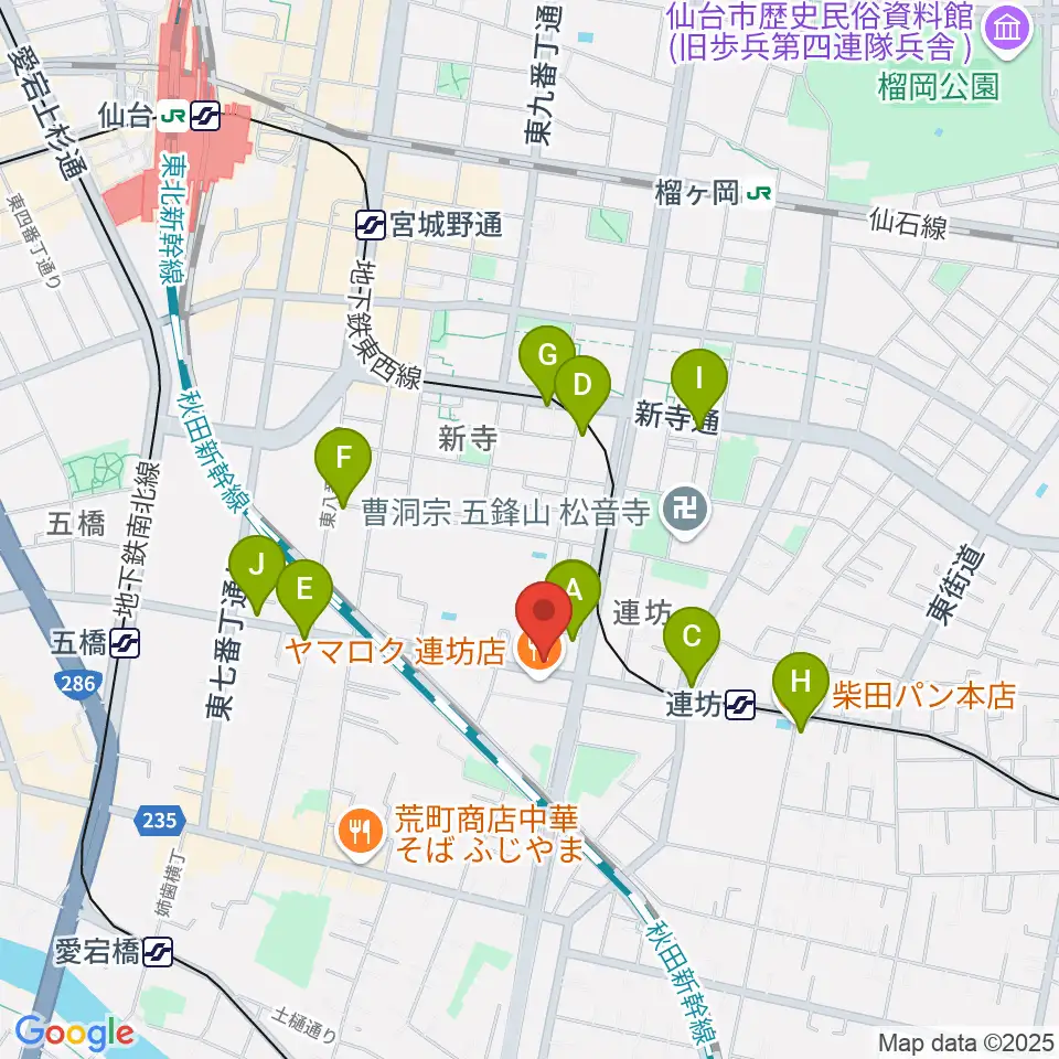 ハタケヤマ楽器周辺のカフェ一覧地図