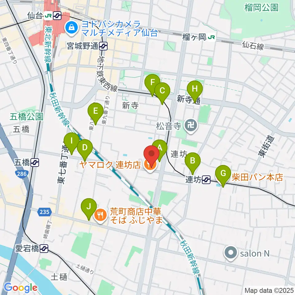 ハタケヤマ楽器周辺のカフェ一覧地図