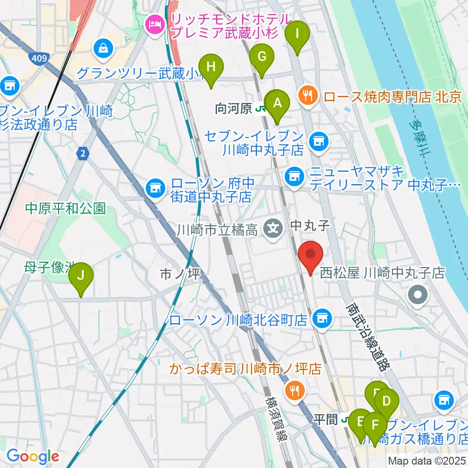 京浜楽器本社周辺のカフェ一覧地図