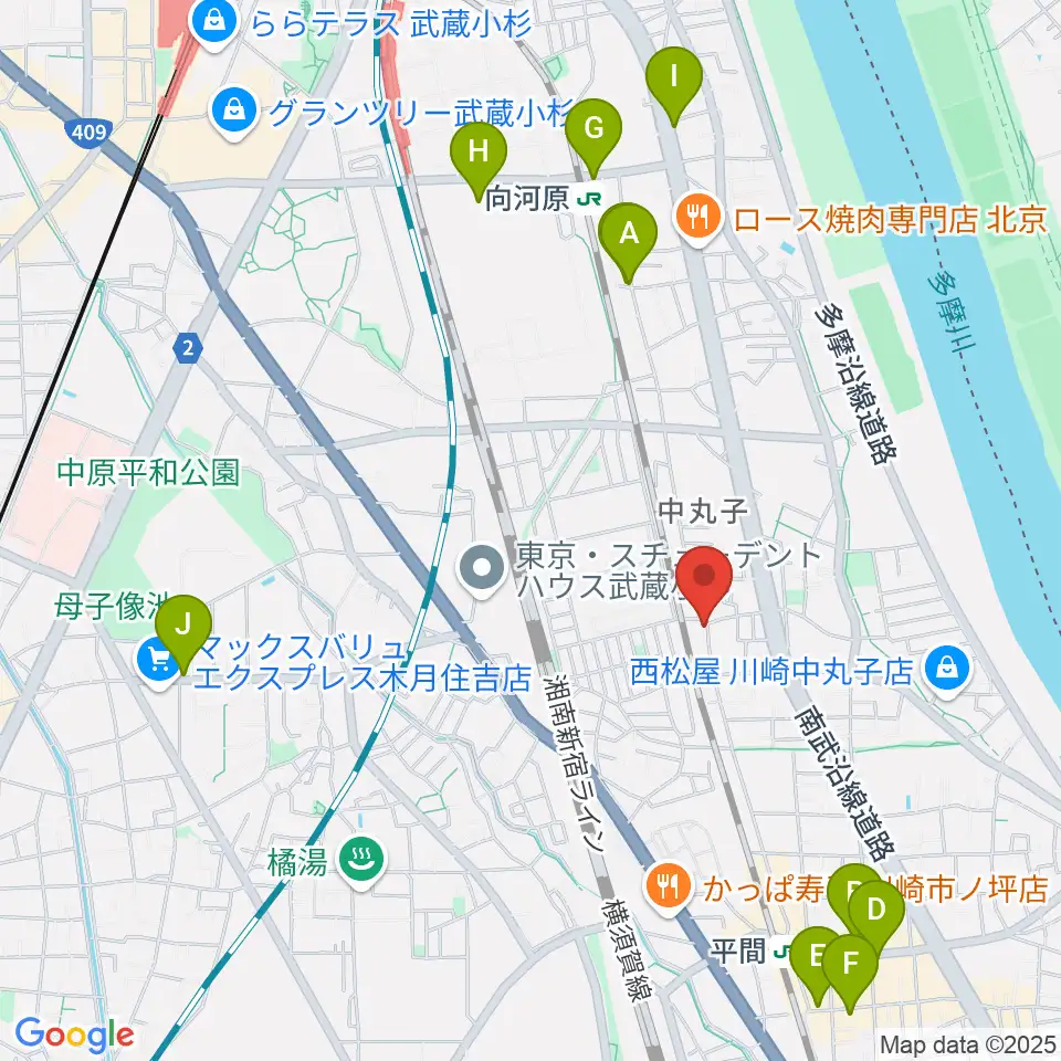 京浜楽器本社周辺のカフェ一覧地図