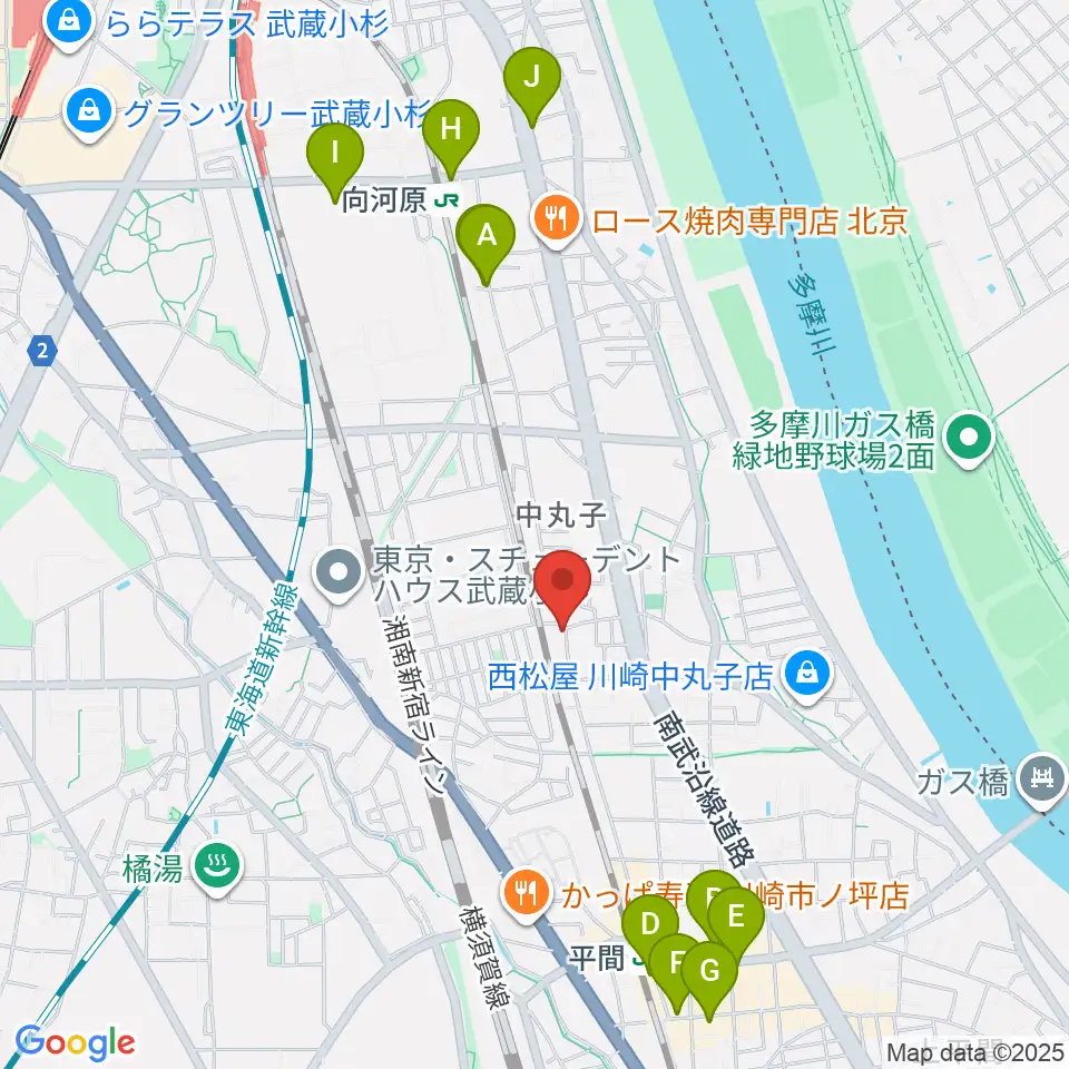京浜楽器本社周辺のカフェ一覧地図