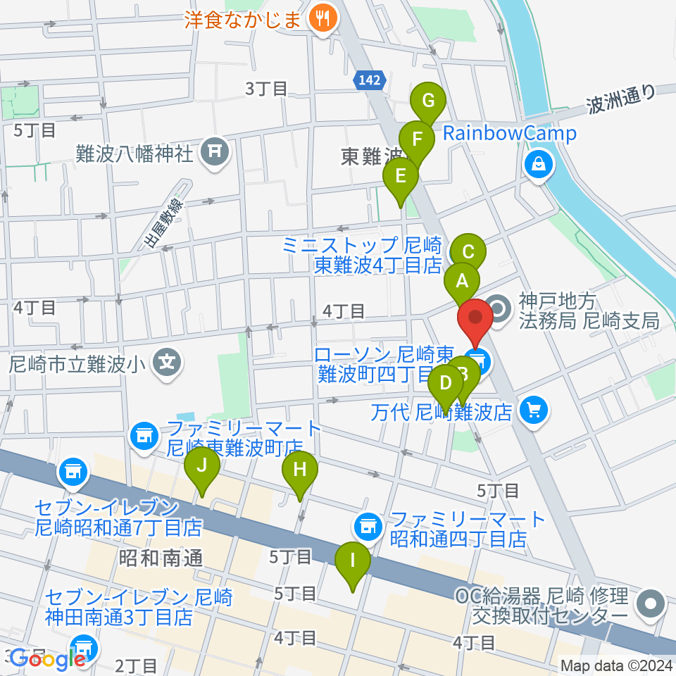 尼崎JAMMER（ジャマー）周辺のカフェ一覧地図