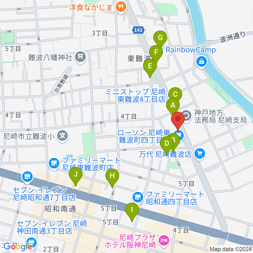 尼崎JAMMER（ジャマー）周辺のカフェ一覧地図