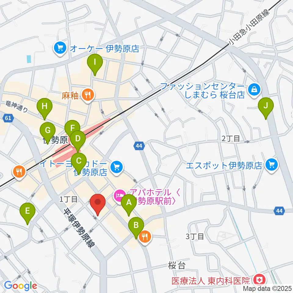 厚木楽器 アミ伊勢原周辺のカフェ一覧地図