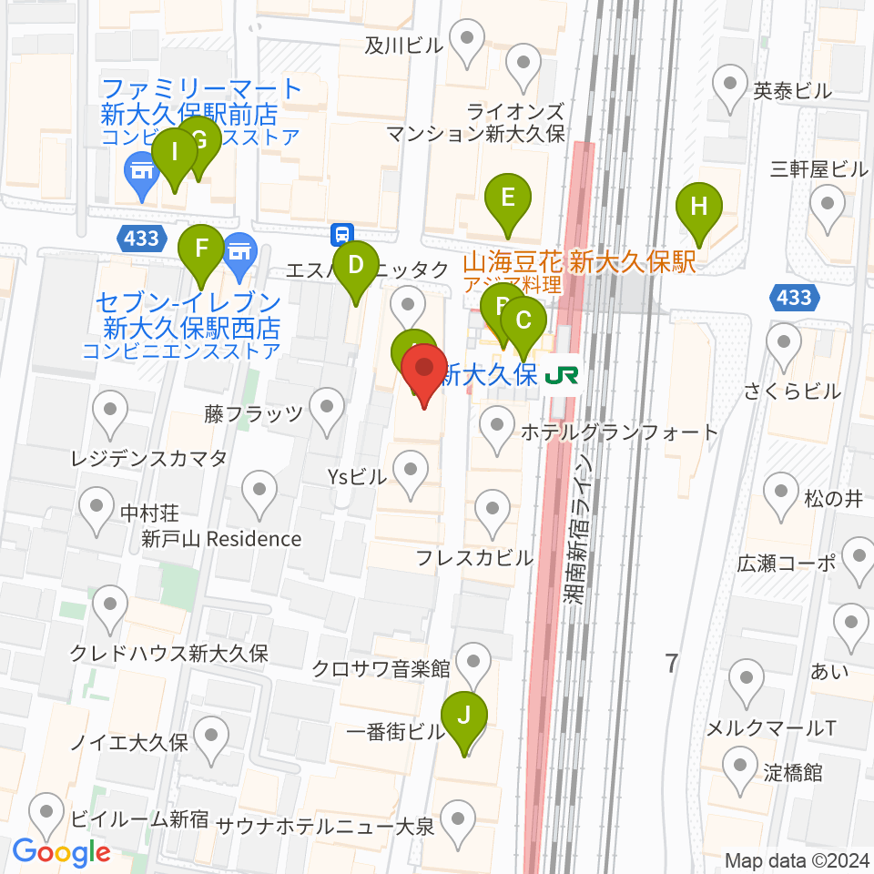 山野楽器ウインドクルー周辺のカフェ一覧地図