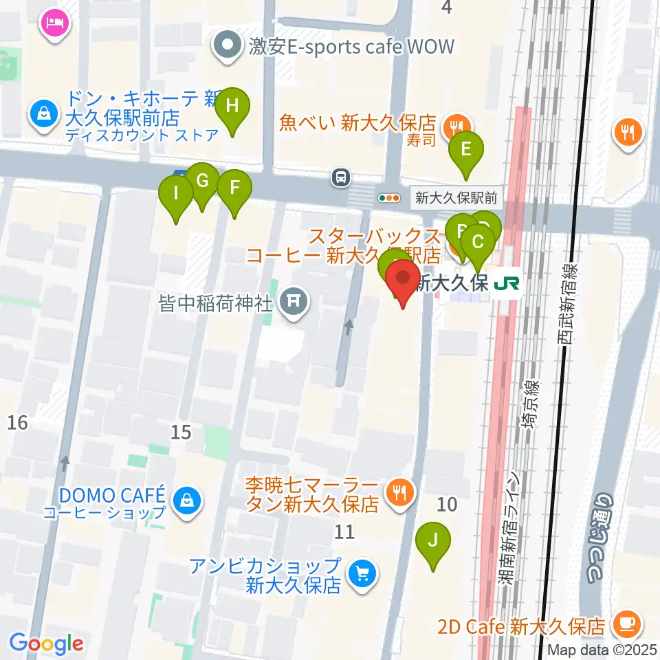 山野楽器ウインドクルー周辺のカフェ一覧地図
