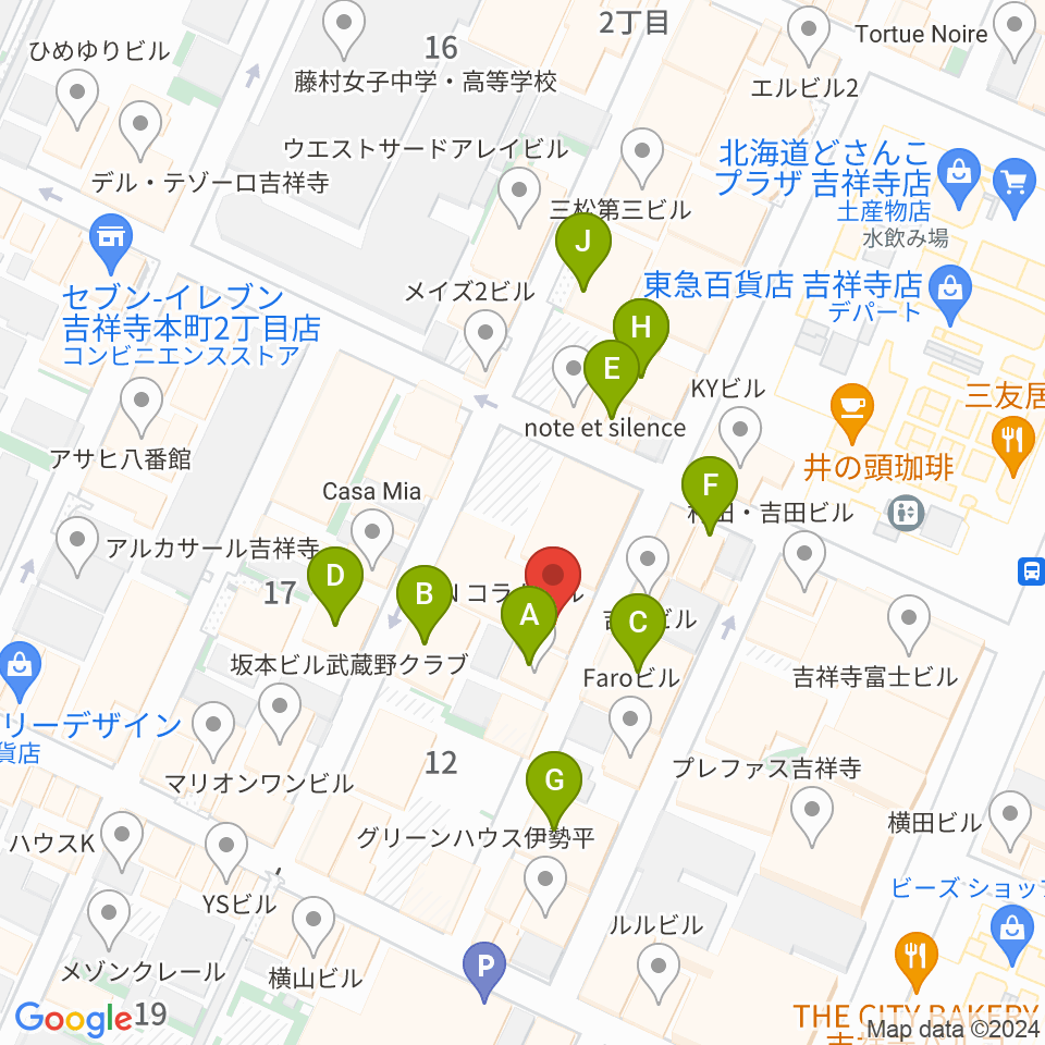 サウンドクルー吉祥寺周辺のカフェ一覧地図