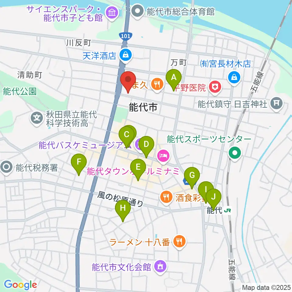 ササキ楽器周辺のカフェ一覧地図