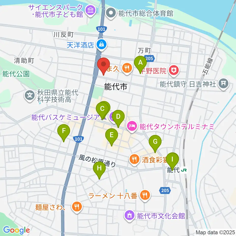 ササキ楽器周辺のカフェ一覧地図