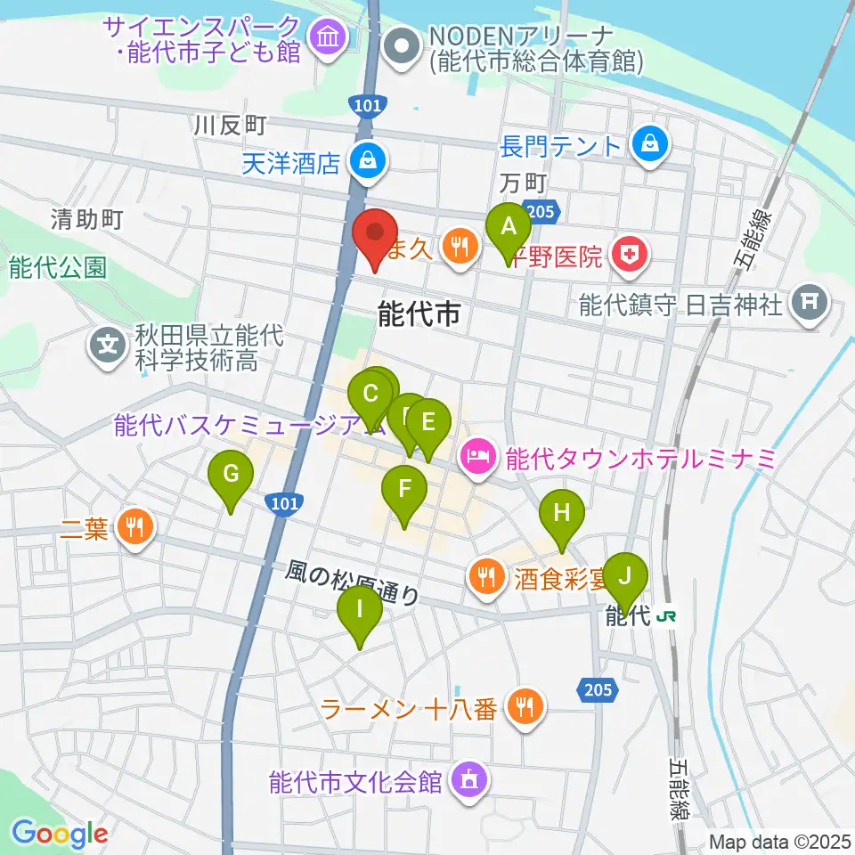 ササキ楽器周辺のカフェ一覧地図