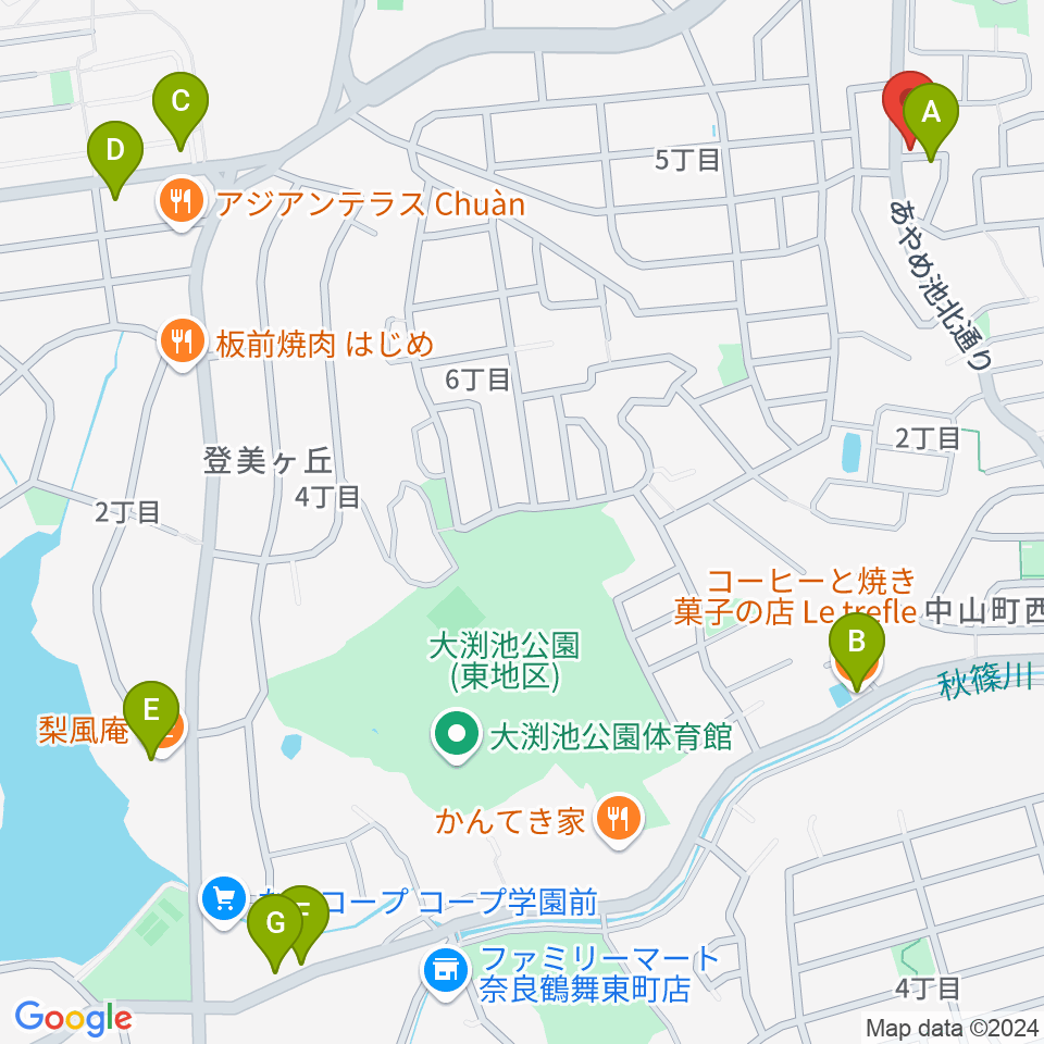 ムジカセゾン周辺のカフェ一覧地図