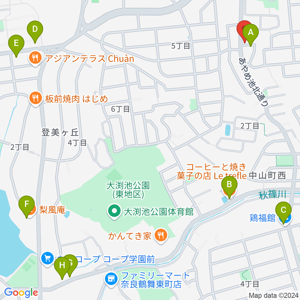 ムジカセゾン周辺のカフェ一覧地図