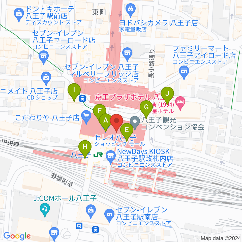 山野楽器 セレオ八王子店周辺のカフェ一覧地図