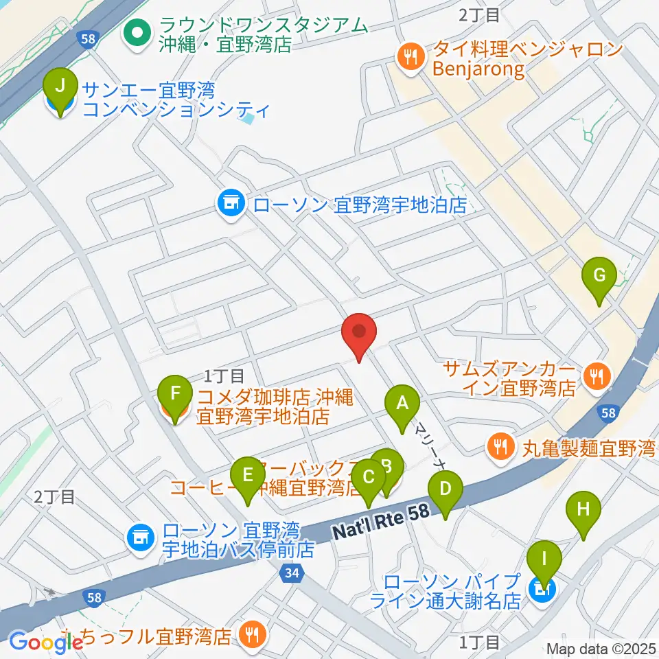 ピアノ教室にじいろミュージックスクール周辺のカフェ一覧地図