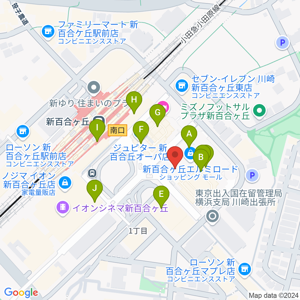 山野楽器 新百合ヶ丘エルミロード店周辺のカフェ一覧地図