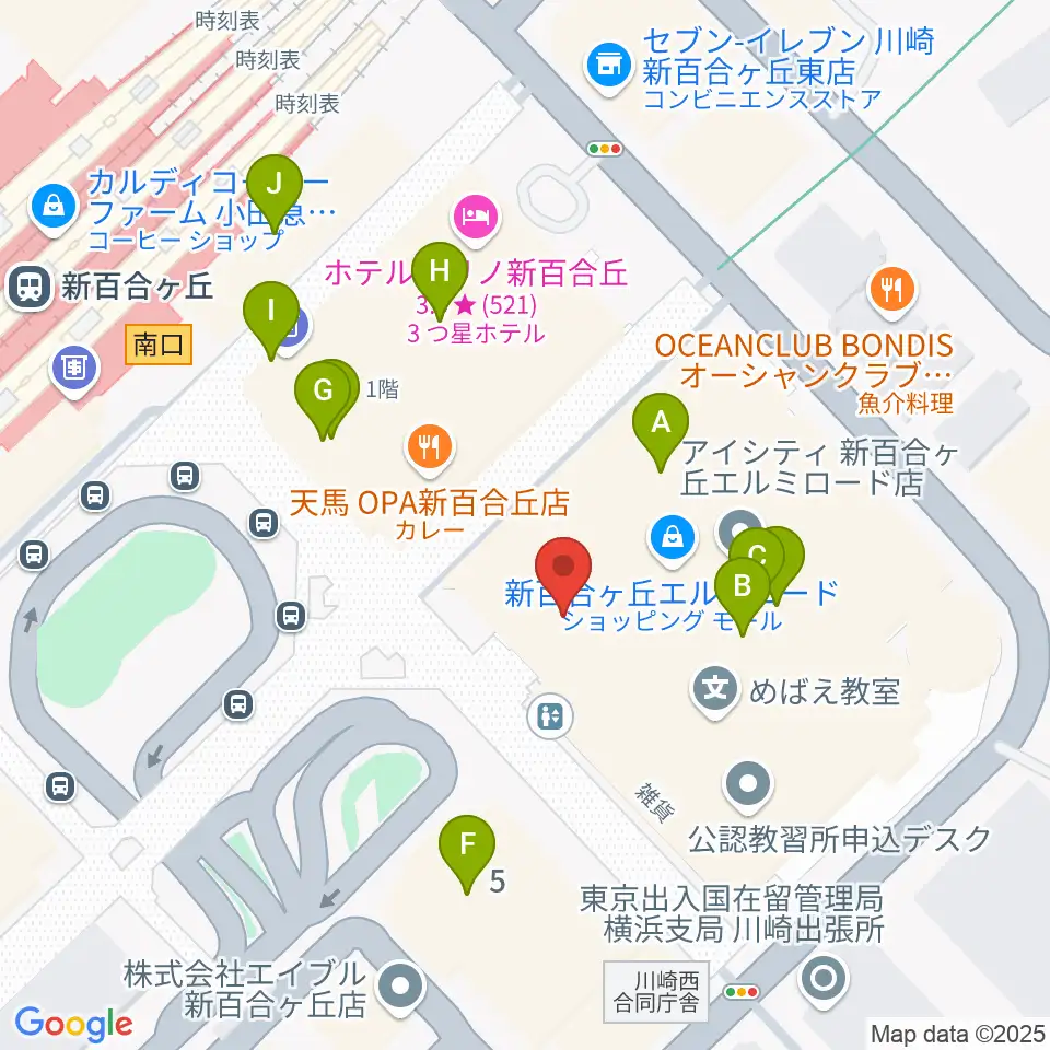 山野楽器 新百合ヶ丘エルミロード店周辺のカフェ一覧地図