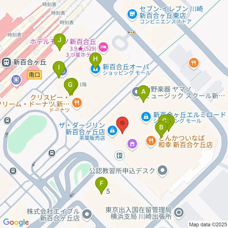 山野楽器 新百合ヶ丘エルミロード店周辺のカフェ一覧地図