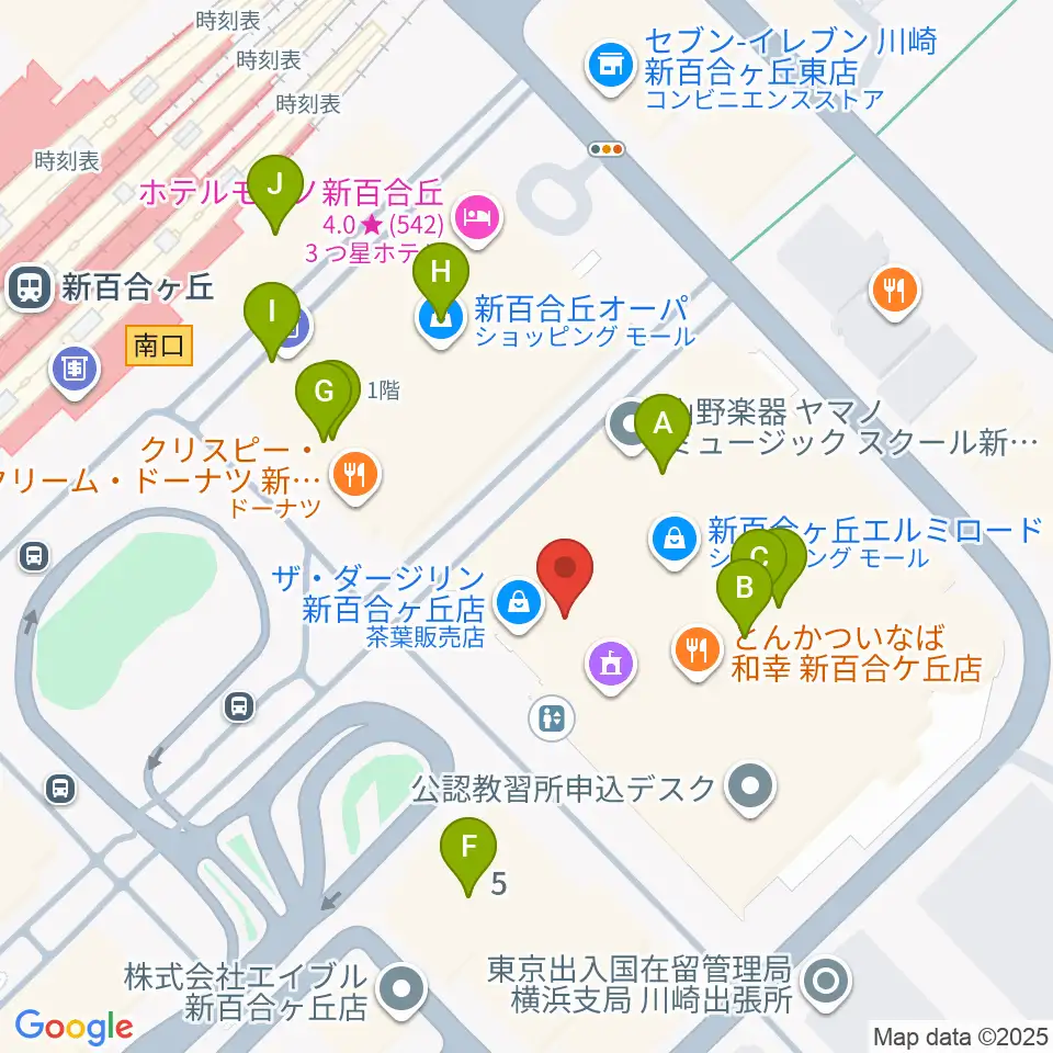 山野楽器 新百合ヶ丘エルミロード店周辺のカフェ一覧地図