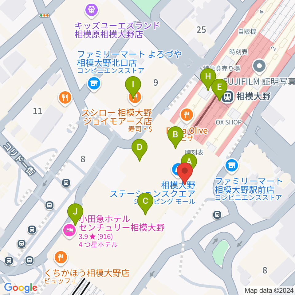 山野楽器 相模大野ステーションスクエア店周辺のカフェ一覧地図