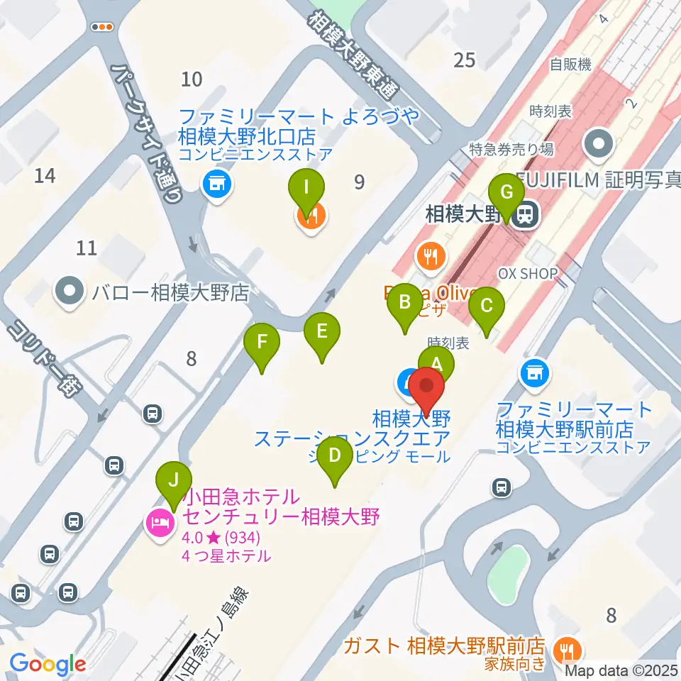 山野楽器 相模大野ステーションスクエア店周辺のカフェ一覧地図