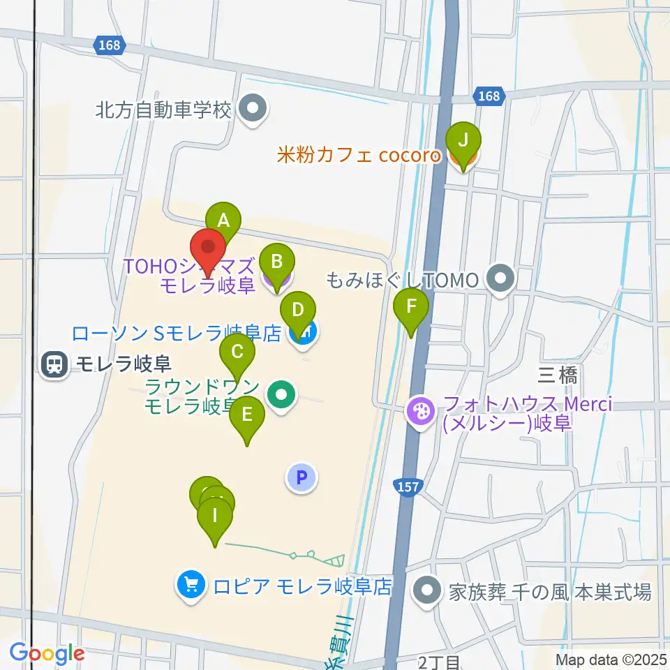 島村楽器モレラ岐阜店周辺のカフェ一覧地図