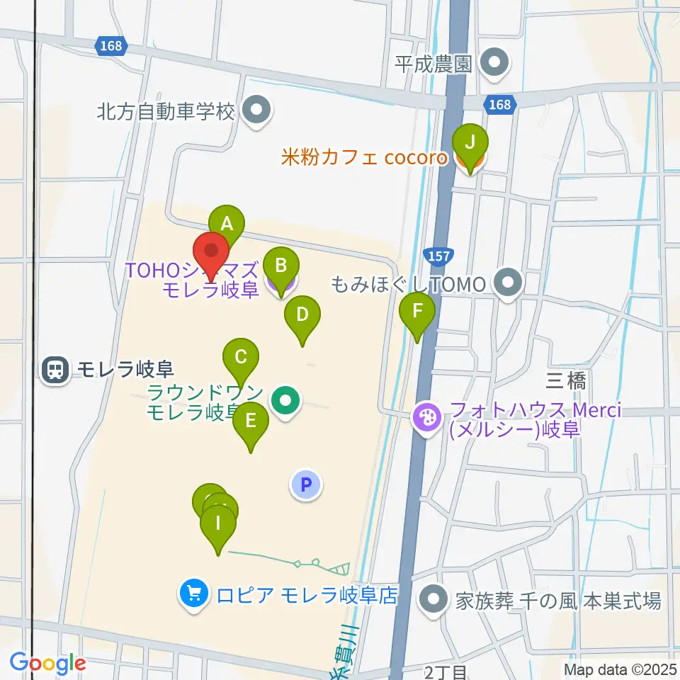 島村楽器モレラ岐阜店周辺のカフェ一覧地図