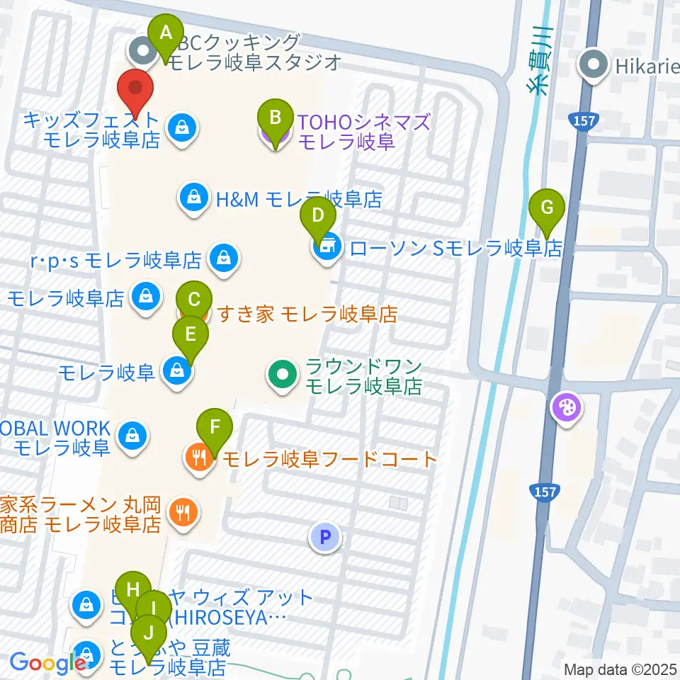 島村楽器モレラ岐阜店周辺のカフェ一覧地図