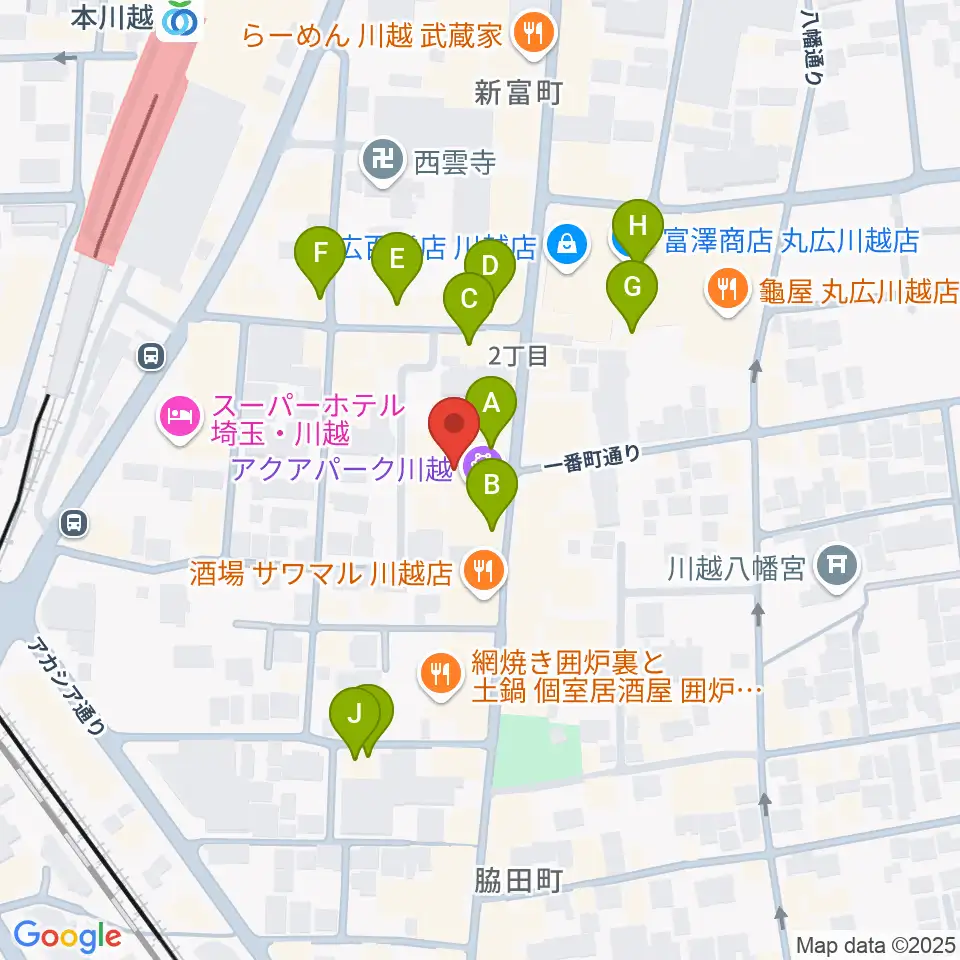 山野楽器 丸広川越店周辺のカフェ一覧地図
