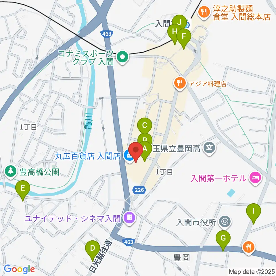 山野楽器 丸広入間店周辺のカフェ一覧地図