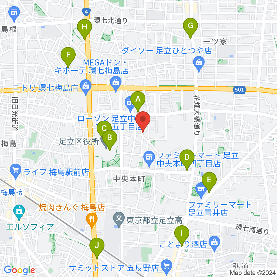 わたなべ音楽堂ベルネザール周辺のカフェ一覧地図