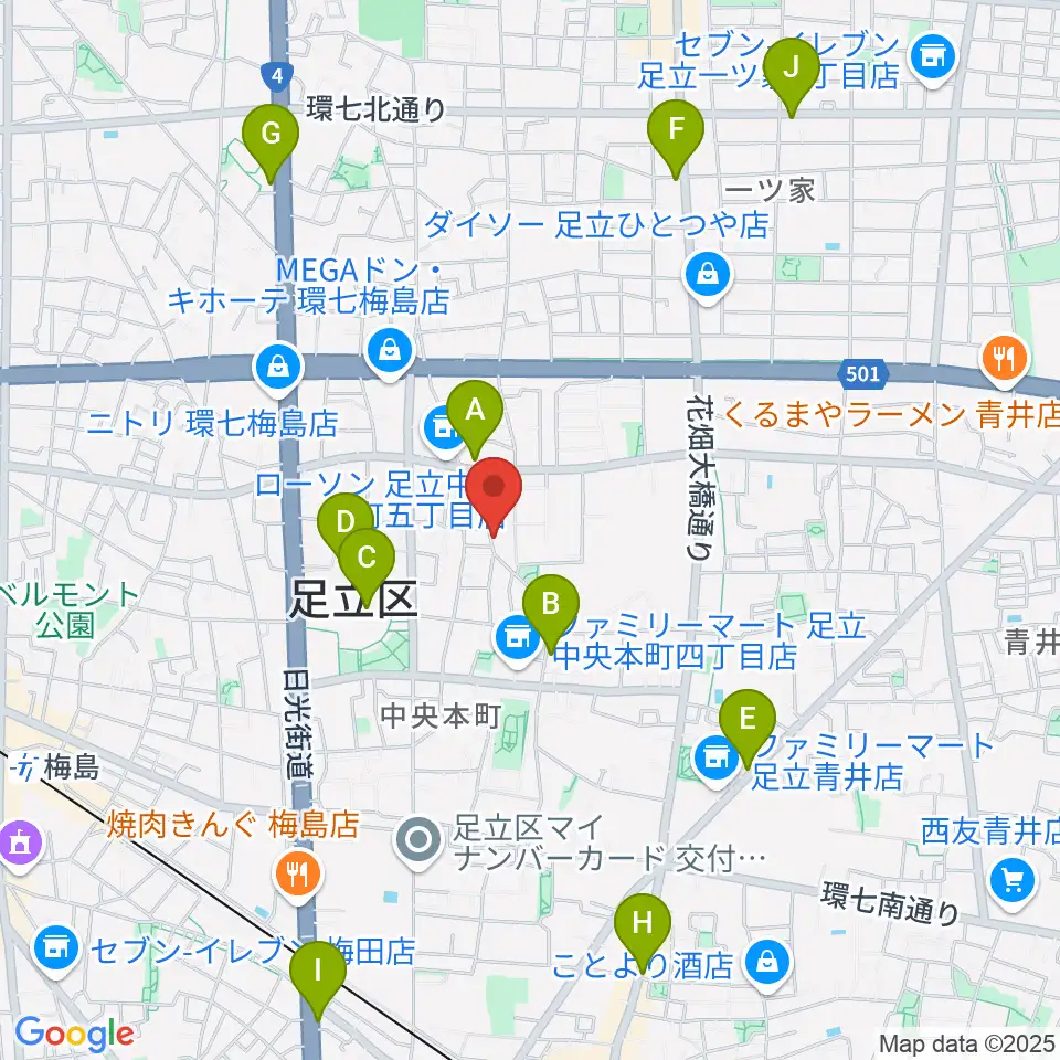 わたなべ音楽堂ベルネザール周辺のカフェ一覧地図