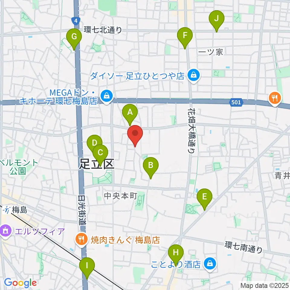 わたなべ音楽堂ベルネザール周辺のカフェ一覧地図