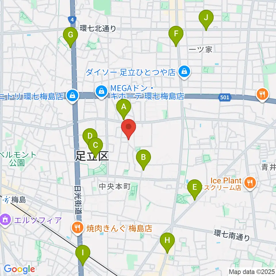 わたなべ音楽堂ベルネザール周辺のカフェ一覧地図