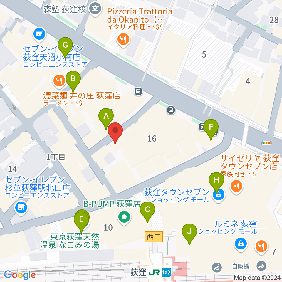 荻窪クラブドクター周辺のカフェ一覧地図