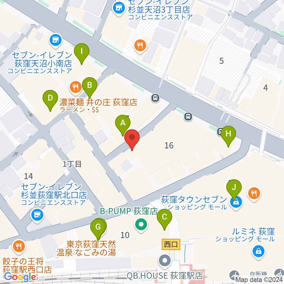 荻窪クラブドクター周辺のカフェ一覧地図