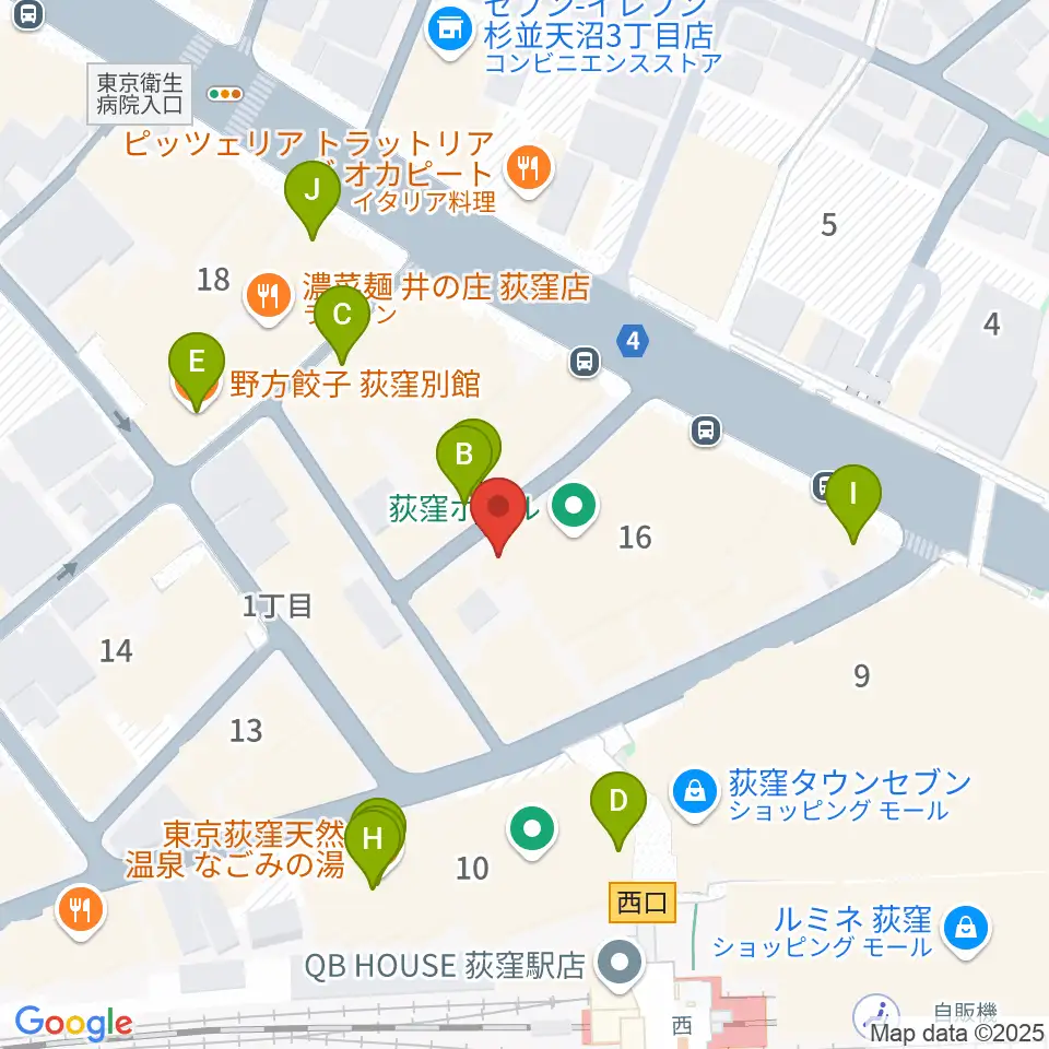 荻窪クラブドクター周辺のカフェ一覧地図