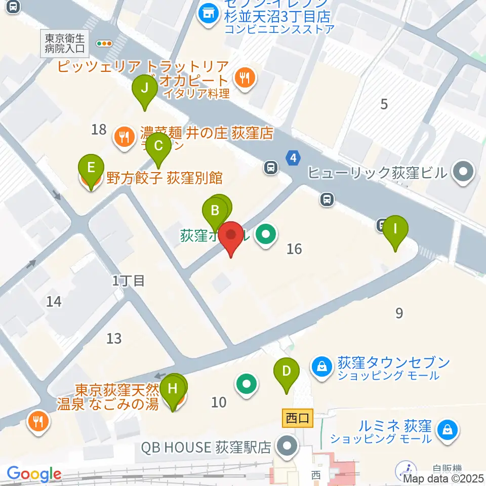 荻窪クラブドクター周辺のカフェ一覧地図