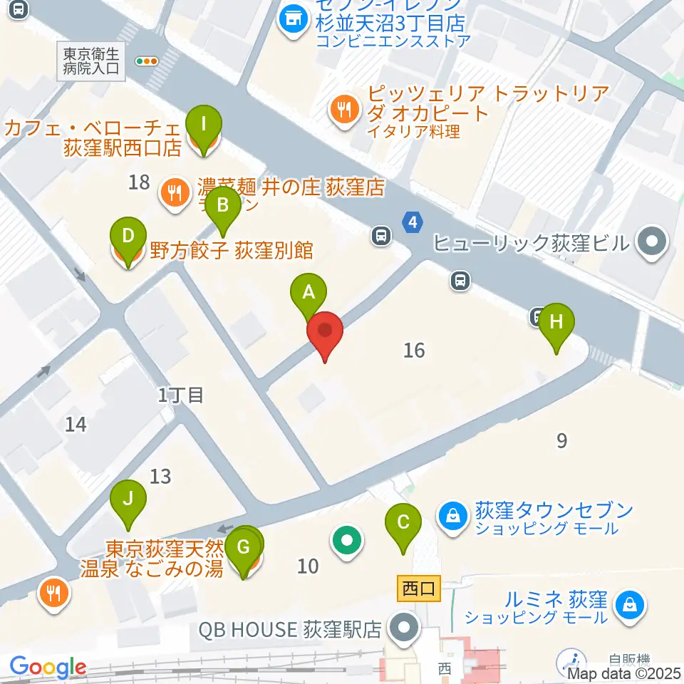 荻窪クラブドクター周辺のカフェ一覧地図