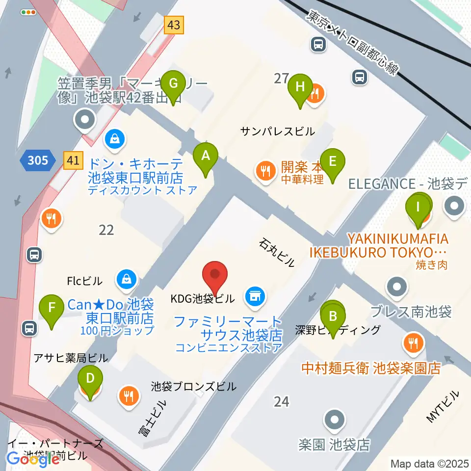 池袋EDGE周辺のカフェ一覧地図