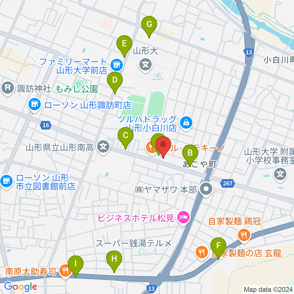 ミュージック昭和周辺のカフェ一覧地図