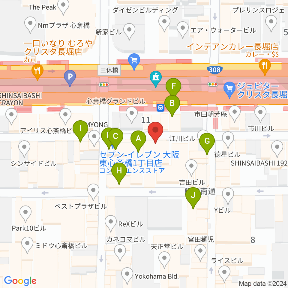 CONPASS周辺のカフェ一覧地図