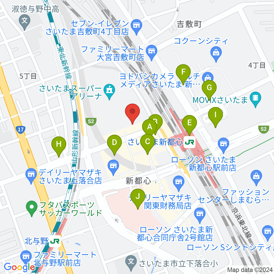 さいたまスーパーアリーナTOIRO周辺のカフェ一覧地図